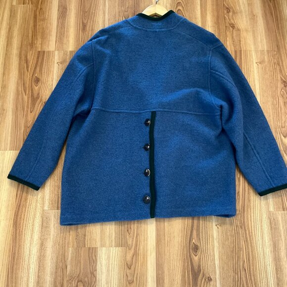 Reine Schurwolle Woman's Blue 100% Pure New Wool Winter Jacket/Sweater Sz 38 - Picture 5 of 8